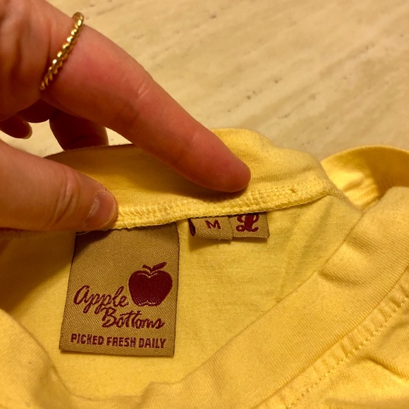 New Apple Bottoms Logo Printed Tee Yellow S/M - Picture 5 of 5